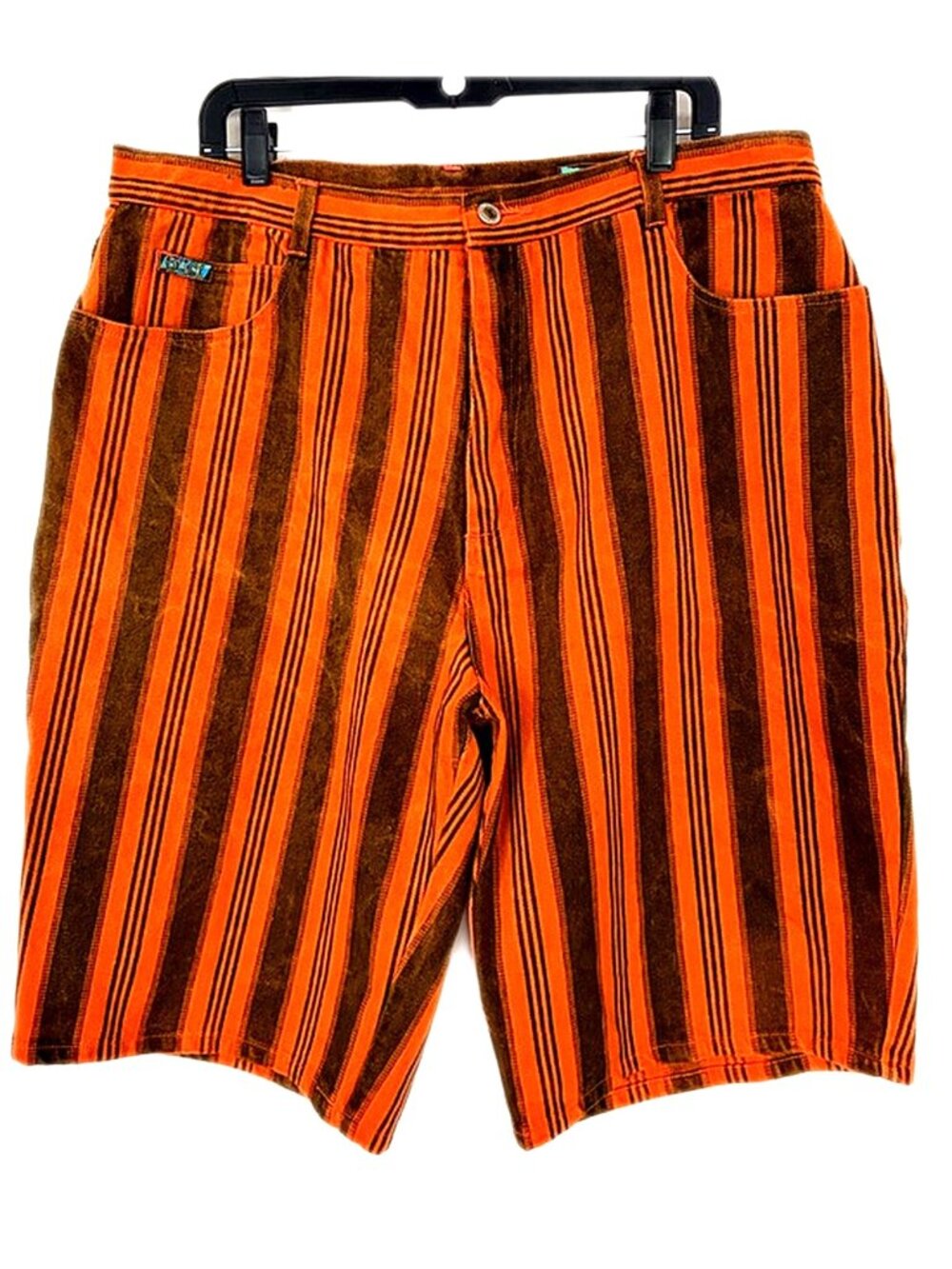 SLICK Jeans Vintage Y2K Shorts Orange Denim Striped Jeans Rare size 40